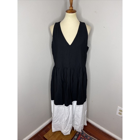 Tuckernuck Pomander Place Black and White Dylan Midi Dress Large‎ L - Picture 2 of 10